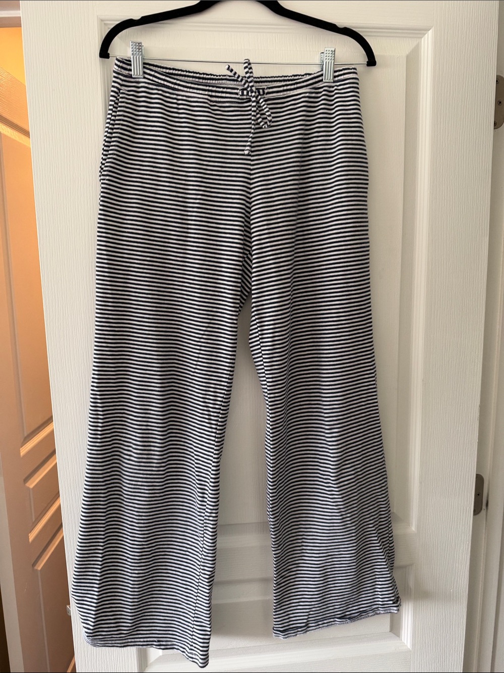 Hollister Navy & White Striped Wide-Leg Pants